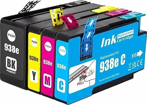 HP 938e Siyah-Mavi-Sarı-Kırmızı Takım Muadil Kartuş